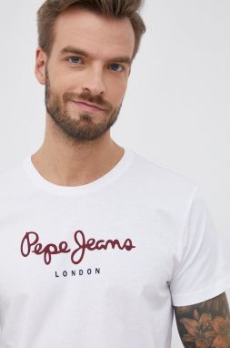 Bavlnené tričko Pepe Jeans Eggo N biela farba, jednofarebné