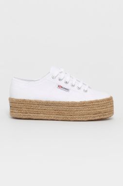 Espadrilky Superga biela farba, na platforme