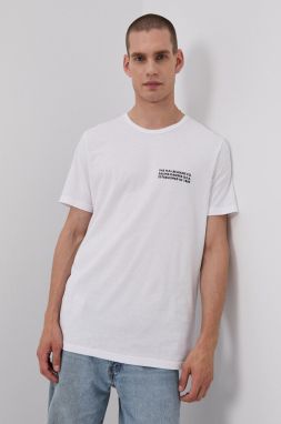 Bavlnené tričko Lee biela farba, s potlačou