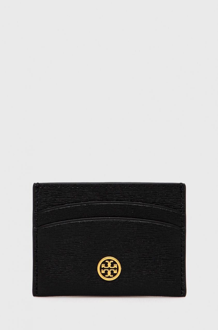 Kožená peňaženka Tory Burch dámska, čierna farba