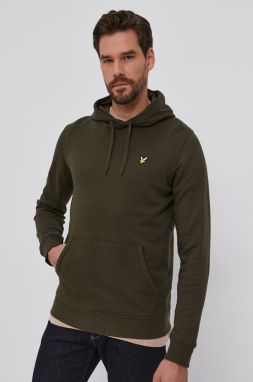 Bavlnená mikina Lyle & Scott pánska, zelená farba, jednofarebná