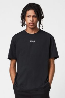 Bavlnené tričko AllSaints čierna farba, s potlačou