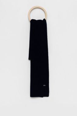 Vlnený šál Strellson tmavomodrá farba, jednofarebný