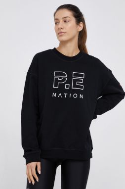 Bavlnená mikina P.E Nation dámska, čierna farba, jednofarebná galéria