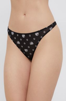 Tangá Chiara Ferragni čierna farba, priesvitné