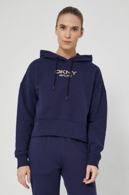 Mikina Dkny dámska, tmavomodrá farba, s potlačou