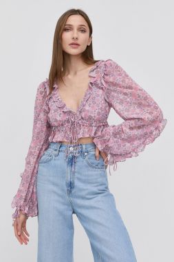 Blúzka For Love & Lemons dámska, ružová farba, kvetovaná