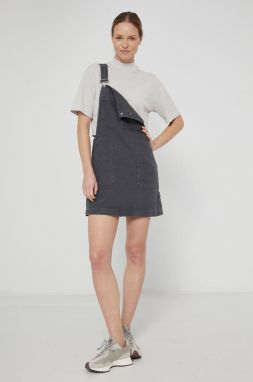 Rifľové šaty Dr. Denim šedá farba, mini, rovné