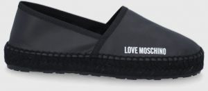 Kožené espadrilky Love Moschino čierna farba, na platforme