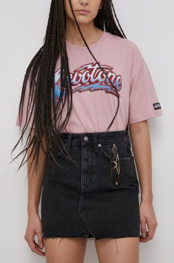 Bavlnená sukňa Superdry čierna farba, mini, rovná
