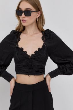 Blúzka For Love & Lemons dámska, čierna farba, kvetovaná