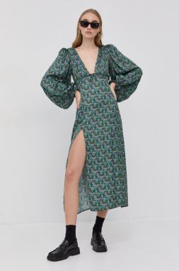 Šaty For Love & Lemons zelená farba, midi, rovné