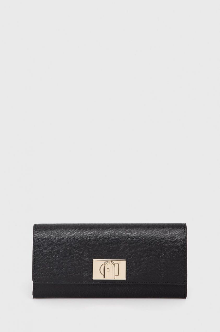 Kožená peňaženka Furla 1927 dámska, čierna farba
