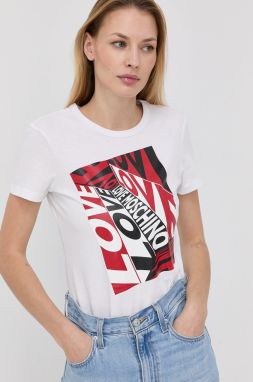 Bavlnené tričko Love Moschino biela farba