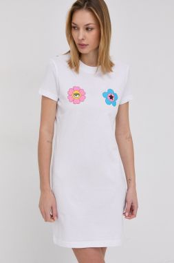 Bavlnené šaty Chiara Ferragni biela farba, mini, priliehavé