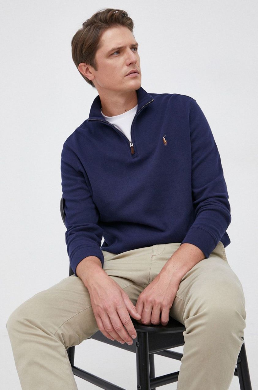 Bavlnený sveter Polo Ralph Lauren pánský, tmavomodrá farba