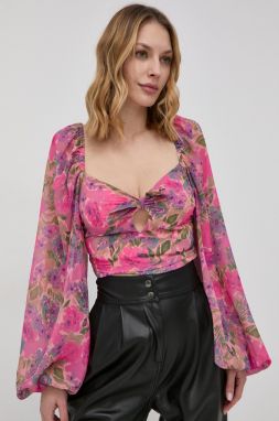 Blúzka For Love & Lemons dámska, ružová farba, kvetované