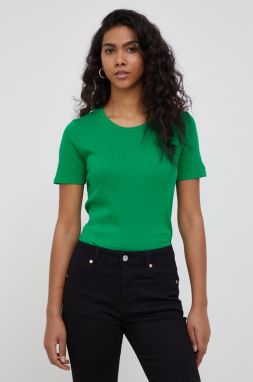 Bavlnené tričko United Colors of Benetton zelená farba,