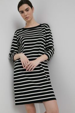 Bavlnené šaty Lauren Ralph Lauren čierna farba, mini, rovný strih