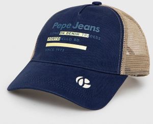 Čiapka Pepe Jeans Taylor tmavomodrá farba, vzorovaná