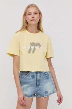 Bavlnené tričko Miss Sixty žltá farba