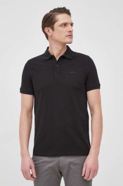 Bavlnené polo tričko BOSS Boss Casual čierna farba, jednofarebné