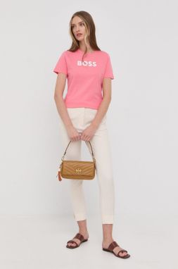 Bavlnené tričko BOSS ružová farba, galéria
