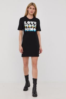 Šaty Love Moschino čierna farba, mini, rovný strih