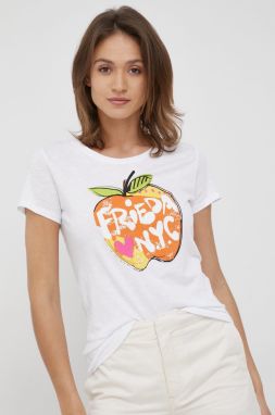 Bavlnené tričko Frieda & Freddies biela farba,