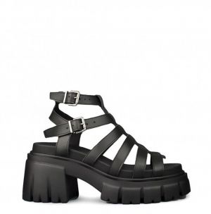 Kožené sandále Altercore dámske, čierna farba, na platforme galéria