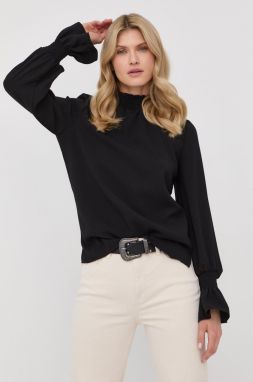 Blúzka The Kooples dámska, čierna farba, jednofarebná