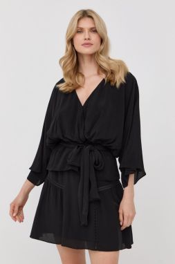 Blúzka s prímesou hodvábu The Kooples dámska, čierna farba, jednofarebná