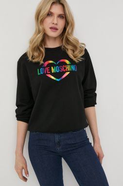 Mikina Love Moschino dámsky, čierna farba