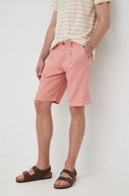 Šortky s prímesou ľanu Pepe Jeans Arkin Short Linen pánske, ružová farba,