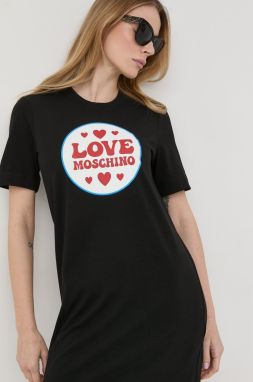 Šaty Love Moschino čierna farba, mini, rovný strih