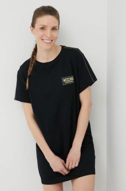 Bavlnené pyžamové tričko Moschino Underwear čierna farba,