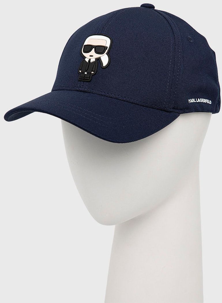 Čiapka Karl Lagerfeld tmavomodrá farba, s nášivkou