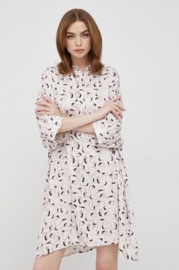 Šaty Sisley béžová farba, mini, oversize galéria