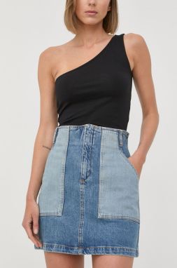 Rifľová sukňa The Kooples mini, áčkový strih