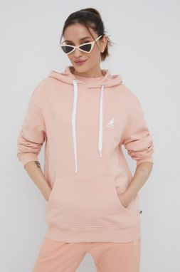 Bavlnená mikina Kangol dámska, ružová farba, jednofarebná