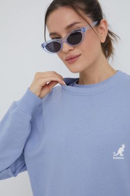Bavlnená mikina Kangol dámska, fialová farba, jednofarebná