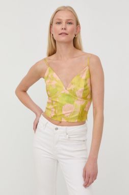Top s prímesou ľanu Marciano Guess zelená farba