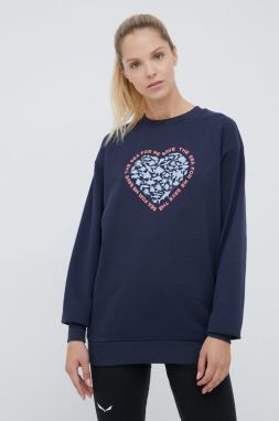 Mikina Jack Wolfskin dámska, tmavomodrá farba, s potlačou