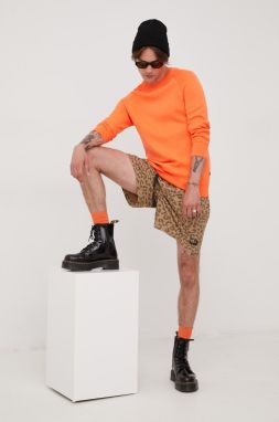 Sveter Superdry pánsky, oranžová farba, teplý,