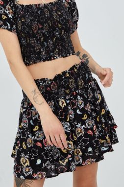 Sukňa Superdry čierna farba, mini, áčkový strih