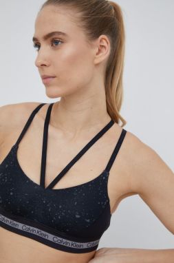Športová podprsenka Calvin Klein Performance Active Icon čierna farba, vzorovaná