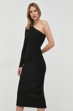 Šaty Victoria Beckham čierna farba, midi, priliehavá