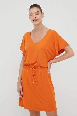 Šaty Emporio Armani Underwear oranžová farba, mini, rovný strih
