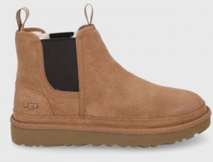Semišové topánky Chelsea UGG pánske, hnedá farba