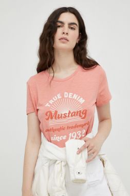 Bavlnené tričko Mustang oranžová farba,